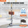 VEVOR Digital Crane Scale, 2200 lbs/1000 kg, Industrial Heavy Duty Hanging Scale with Remote Control, Cast Aluminum Case & LED Screen, High Precision for Construction, Factory, Farm, Hunting (Orange)