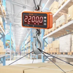 VEVOR Digital Crane Scale, 2200 lbs/1000 kg, Industrial Heavy Duty Hanging Scale with Remote Control, Cast Aluminum Case & LED Screen, High Precision for Construction, Factory, Farm, Hunting (Orange)