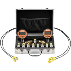 VEVOR Digital Hydraulic Pressure Test Coupling Kit, 10000 PSI Pressure Gauge Manometer Tester with 2 Gauges, 9 Test Couplings, 2 Quick-Release Couplers, 2 Hoses for Excavator Construction Machinery