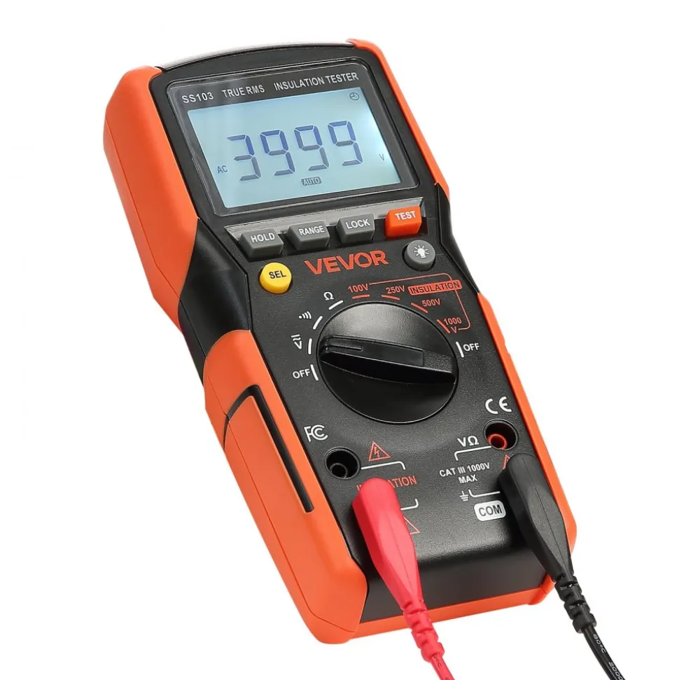 VEVOR Digital Multimeter, 4000-Count TRMS Voltmeter Ohmmeter, 1000V AC/DC Voltage Tester with Switchable Auto/Manual Range for Voltage, Resistance, and Continuity Measurment