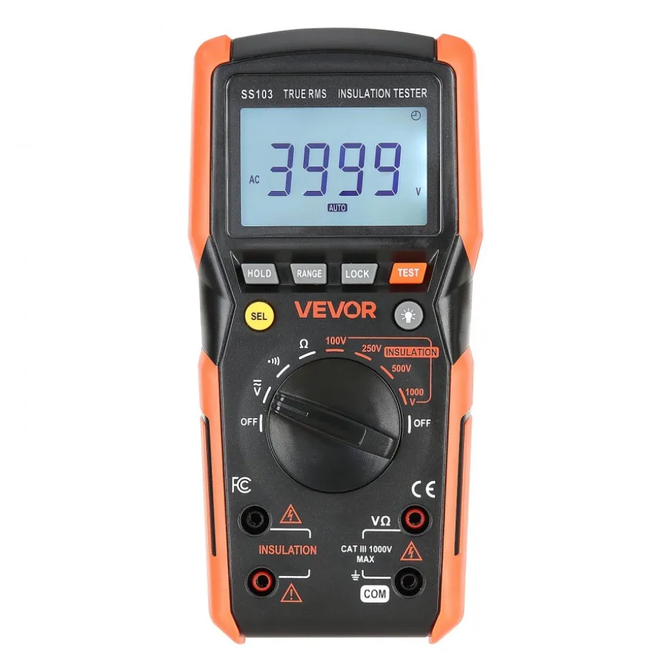 VEVOR Digital Multimeter, 4000-Count TRMS Voltmeter Ohmmeter, 1000V AC/DC Voltage Tester with Switchable Auto/Manual Range for Voltage, Resistance, and Continuity Measurment