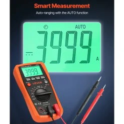 VEVOR Digital Multimeter, 4000-Count TRMS DC/AC Voltmeter Current Tester, Auto-Ranging Multimeter for Current Voltage Resistance Capacitance Temperature Diodes Continuity Duty-Cycle Measurments