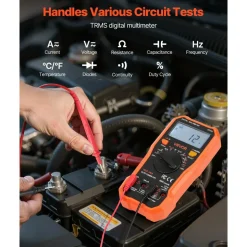 VEVOR Digital Multimeter, 6000-Count TRMS DC/AC Voltmeter Current Tester, Professional NCV Multimeter for Current Voltage Resistance Capacitance Duty-Cycle Tempetature Diodes Continuity Live Wire Test