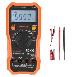 VEVOR Digital Multimeter, 6000-Count TRMS DC/AC Voltmeter Current Tester, Professional NCV Multimeter for Current Voltage Resistance Capacitance Duty-Cycle Tempetature Diodes Continuity Live Wire Test