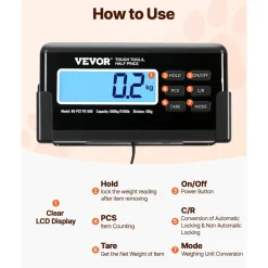 VEVOR Digital Postal Scale, 0.2 lbs Dual Accuracy, 1100 lbs Commercial Weight Scale with Hold/Tare Function & LCD Display, Fit for Packages, Postage, Luggage, Battery and Power Adapter Included