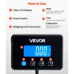 VEVOR Digital Postal Scale, 0.7 oz/3.5 oz Dual Accuracy, 660 lbs Commercial Weight Scale with Hold/Tare Function & LCD Display, Fit for Packages, Postage, Luggage, Battery & Charging Cable Included