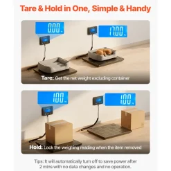 VEVOR Digital Postal Scale, 0.7 oz/3.5 oz Dual Accuracy, 660 lbs Commercial Weight Scale with Hold/Tare Function & LCD Display, Fit for Packages, Postage, Luggage, Battery & Charging Cable Included