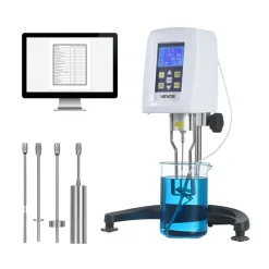 VEVOR Digital Rotary Viscometer, 10-100,000 mPa.s(cP), ±2% Accuracy, 100-240V Digital Rotational Viscosity Meter with 4 Rotors and Temperature Probe, LCD Display, Lab Viscometer for Fluid Testing