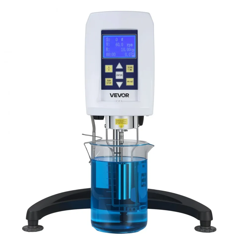 VEVOR Digital Rotary Viscometer, 10-100,000 mPa.s(cP), ±2% Accuracy, 100-240V Digital Rotational Viscosity Meter with 4 Rotors and Temperature Probe, LCD Display, Lab Viscometer for Fluid Testing