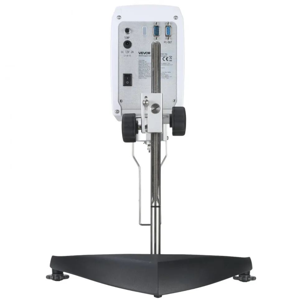 VEVOR Digital Rotary Viscometer, 10-2,000,000 mPa.s(cP), ±2% Accuracy, 100-240V Digital Rotational Viscosity Meter with 4 Rotors and Temperature Probe, LCD Display, Lab Viscometer for Fluid Testing