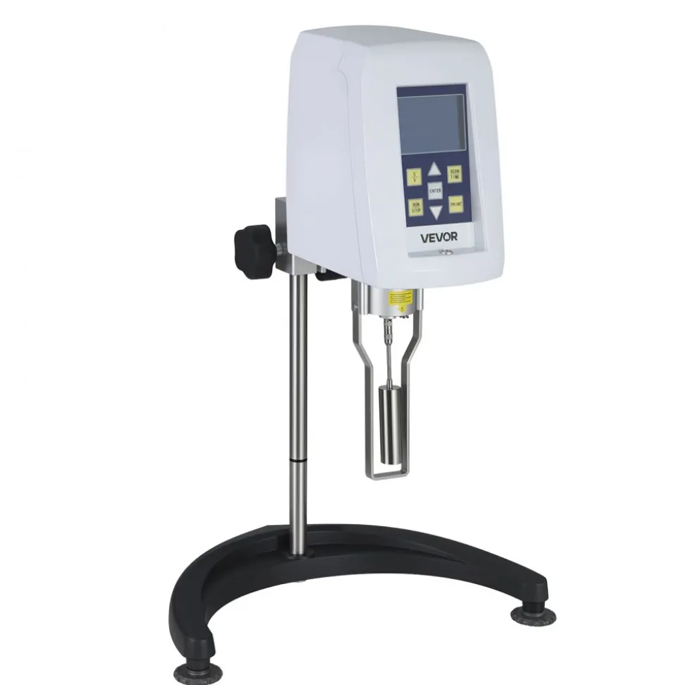 VEVOR Digital Rotary Viscometer, 10-2,000,000 mPa.s(cP), ±2% Accuracy, 100-240V Digital Rotational Viscosity Meter with 4 Rotors and Temperature Probe, LCD Display, Lab Viscometer for Fluid Testing