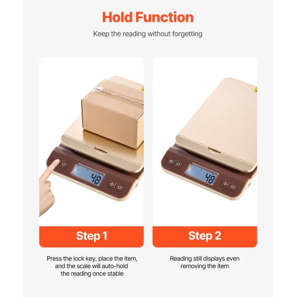 VEVOR Digital Shipping Postal Scale, 0.1 oz High Accuracy, 88 lbs Postal Scale with Hold/Tare/Auto-off Function, Flip Holder Design & Easy Calibration, Fit for Home and Office Use, Battery Included