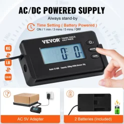 VEVOR Digital Shipping Scale, 440 lbs x 1.7 oz. Heavy Duty Postal Scale with Timer, Tare Function, HD LCD Screen Portable Package Scale for Luggage, Home, Post Office, AC/DC Powered, FCC Listed