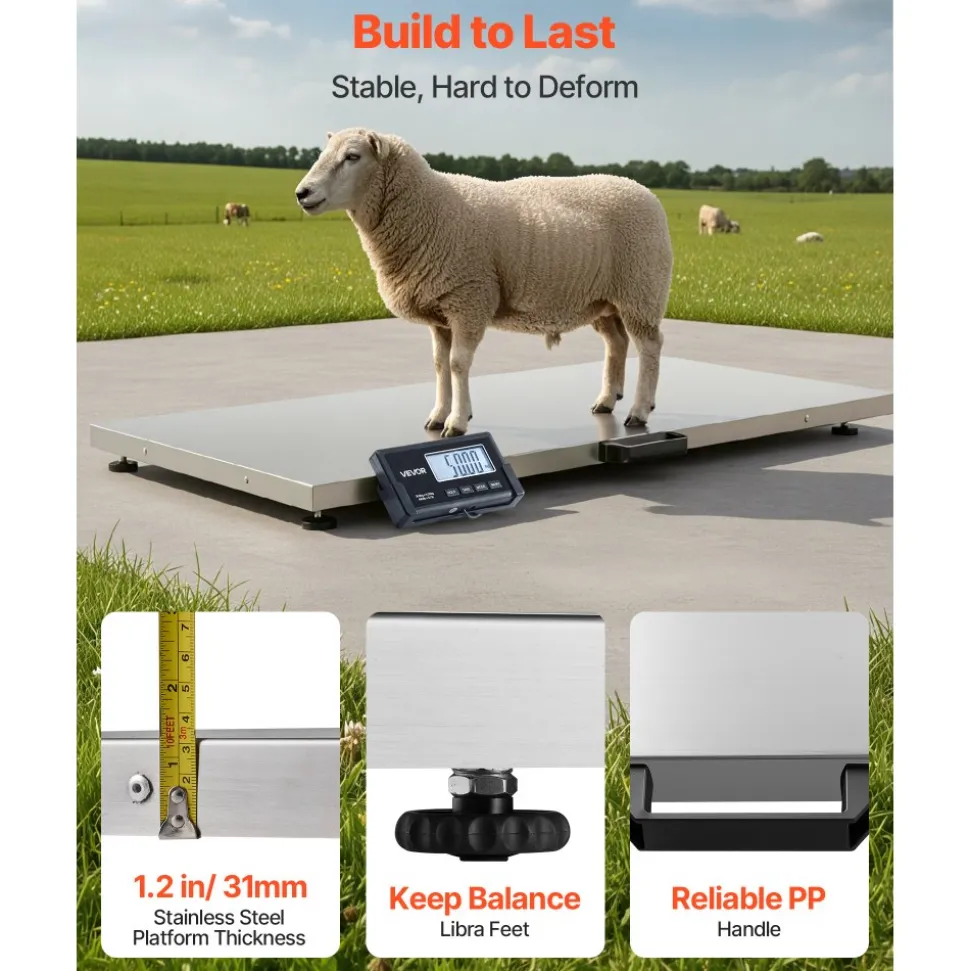 VEVOR Digital Shipping Scale, 0.1 lbs High Accuracy, 660 lbs Postal Scale with LCD Display, Hold/Tare Function & AC/DC Power Supply, Fit for Packages, Postage, Luggage, Battery & Adapter Included
