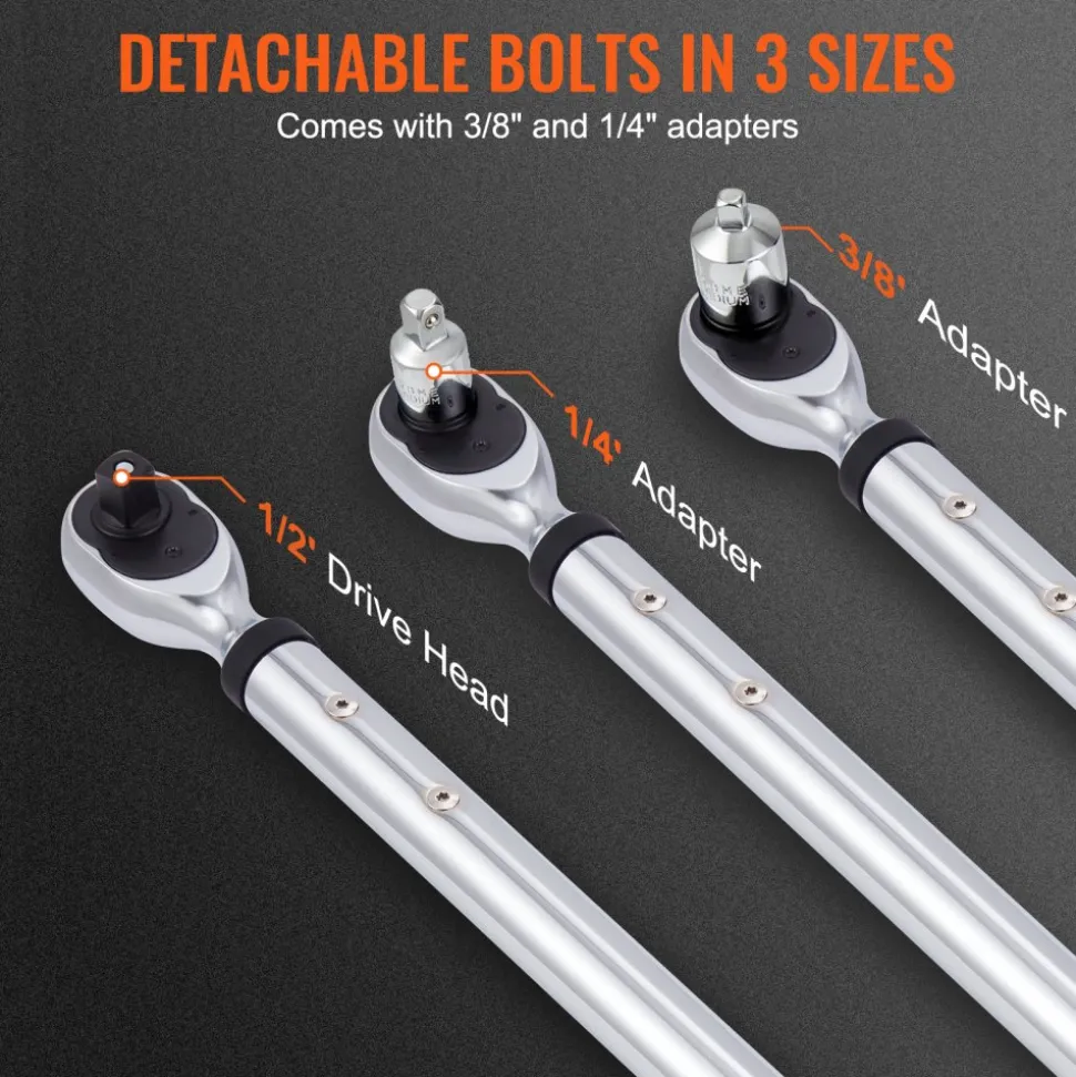 VEVOR Digital Torque Wrench, 1/2" Drive Electronic Torque Wrench, Torque Wrench Kit 25-250ft.lb/34-340n.m Torque Range Accurate to ±2%, 3-Mode Adjustable Torque Wrench Set with LED Buzzer Calibration