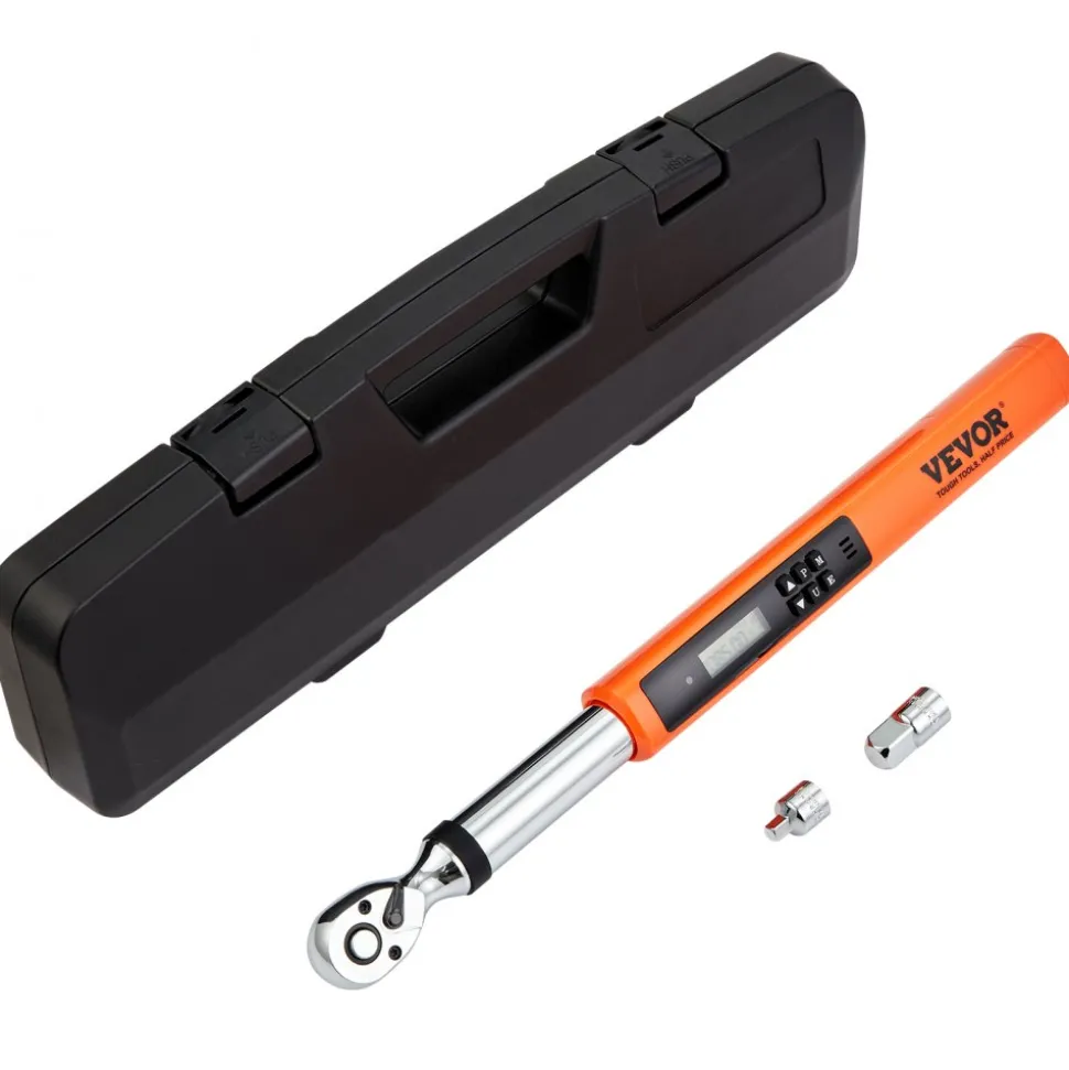 VEVOR Digital Torque Wrench, 3.7-37ft.lb/5-50n.m 3/8" Drive Electronic Torque Wrench, Torque Wrench Kit Torque Range Accurate to ±2%, 3-Mode Adjustable Torque Wrench Set with LED Buzzer Calibration