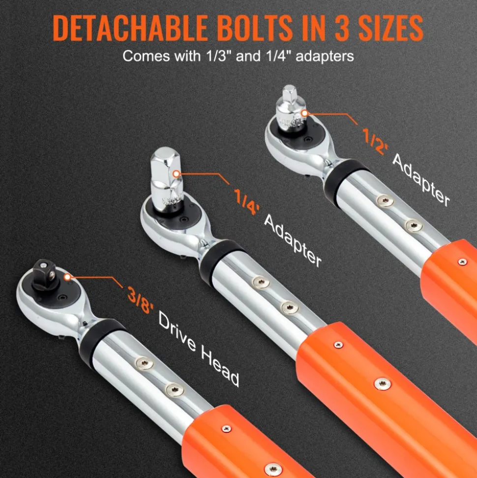 VEVOR Digital Torque Wrench, 3.7-37ft.lb/5-50n.m 3/8" Drive Electronic Torque Wrench, Torque Wrench Kit Torque Range Accurate to ±2%, 3-Mode Adjustable Torque Wrench Set with LED Buzzer Calibration