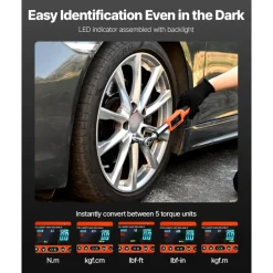 VEVOR Digital Torque Wrench, 3/8 Inch Drive, 0-99.57 lbf-ft / 0-135 N.m, 72-Tooth, ±2% High Accuracy Electronic Torque Wrench with Preset Value, Buzzer and LED Notification, for Automotive Motorcycle
