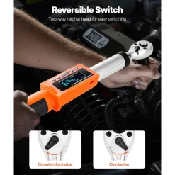 VEVOR Digital Torque Wrench, 3/8 Inch Drive, 0-99.57 lbf-ft / 0-135 N.m, 72-Tooth, ±2% High Accuracy Electronic Torque Wrench with Preset Value, Buzzer and LED Notification, for Automotive Motorcycle