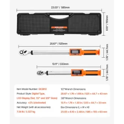 VEVOR Digital Torque Wrench Set, 2 Pieces, 1/2, 3/8 Inch Drive, 72-Tooth, ±2% High Accuracy Electronic Torque Wrench with Preset Value, Buzzer and LED Notification, for Automotive Motorcycle