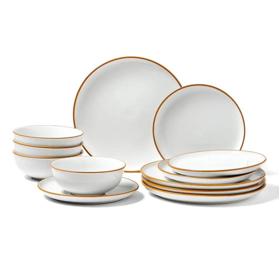 VEVOR Dinnerware Set, Service for 4 (12 PCS), Round Plates and Bowls Sets, Scratch Resistant Ceramic Dinner Ware, Dishwasher and Microwave Suitable Kitchen Dish, for Dessert Salad Soup Pasta, White