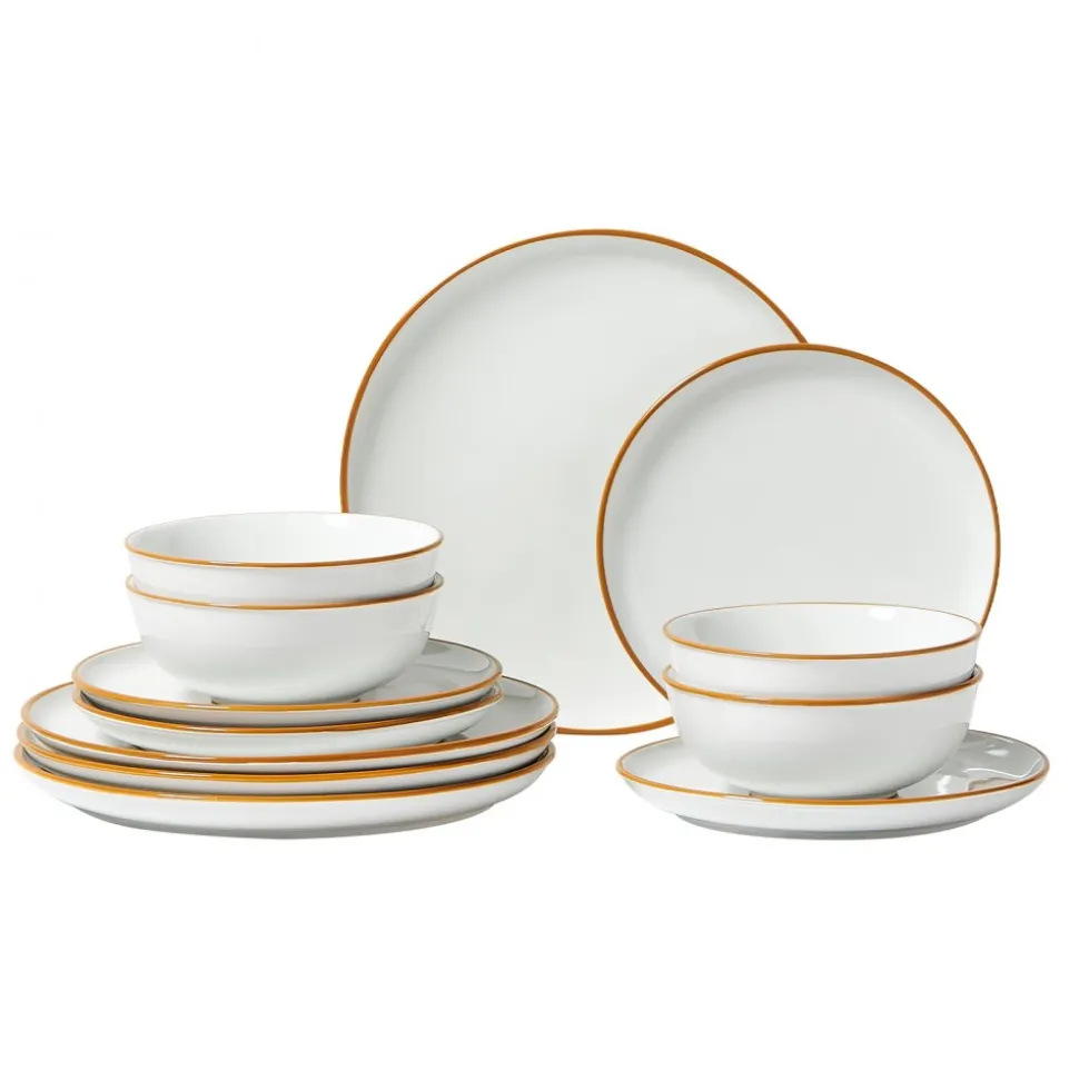 VEVOR Dinnerware Set, Service for 4 (12 PCS), Round Plates and Bowls Sets, Scratch Resistant Ceramic Dinner Ware, Dishwasher and Microwave Suitable Kitchen Dish, for Dessert Salad Soup Pasta, White