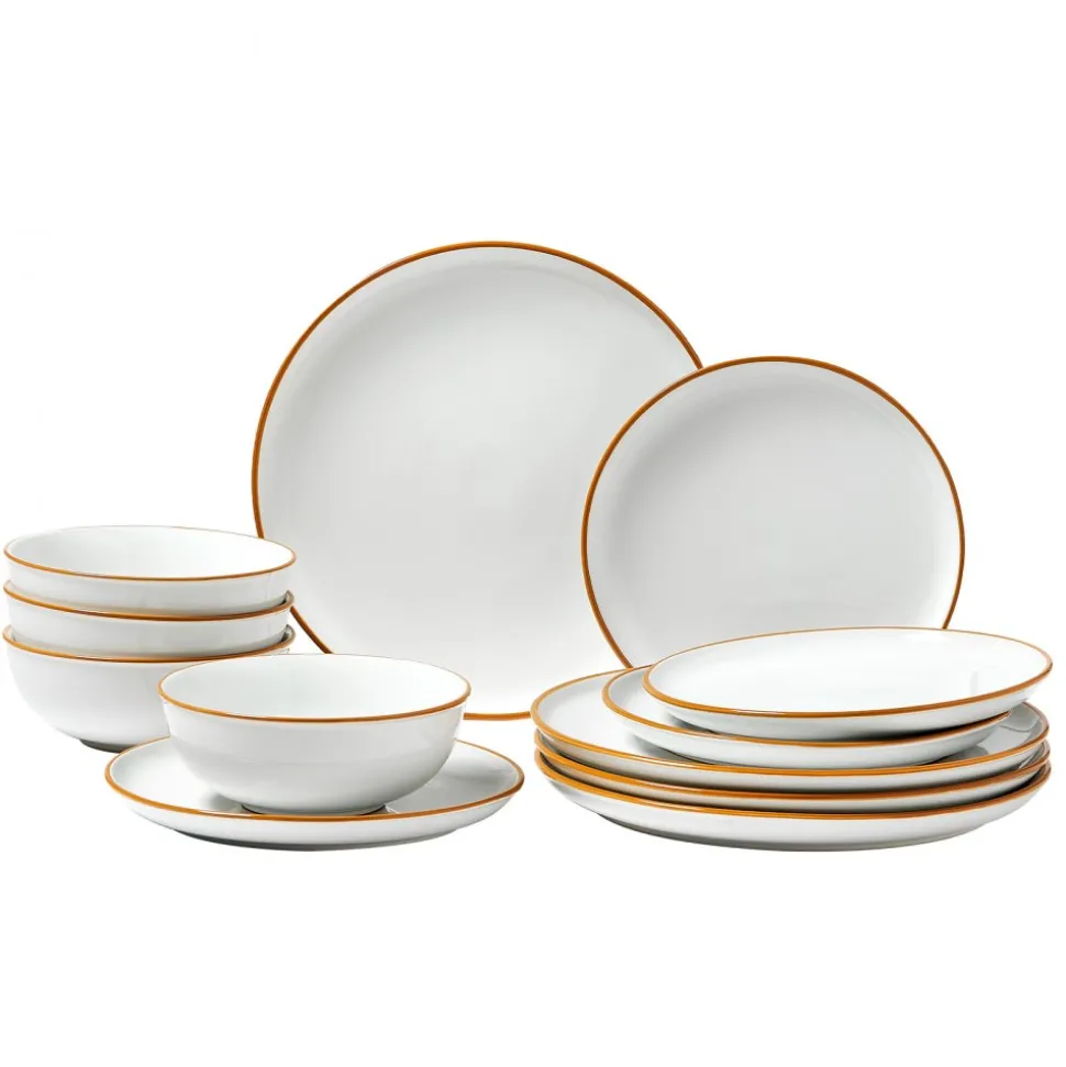 VEVOR Dinnerware Set, Service for 4 (12 PCS), Round Plates and Bowls Sets, Scratch Resistant Ceramic Dinner Ware, Dishwasher and Microwave Suitable Kitchen Dish, for Dessert Salad Soup Pasta, White