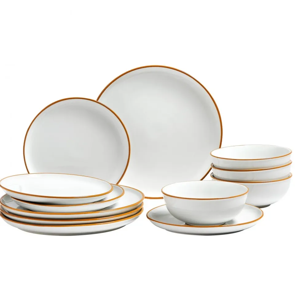 VEVOR Dinnerware Set, Service for 4 (12 PCS), Round Plates and Bowls Sets, Scratch Resistant Ceramic Dinner Ware, Dishwasher and Microwave Suitable Kitchen Dish, for Dessert Salad Soup Pasta, White