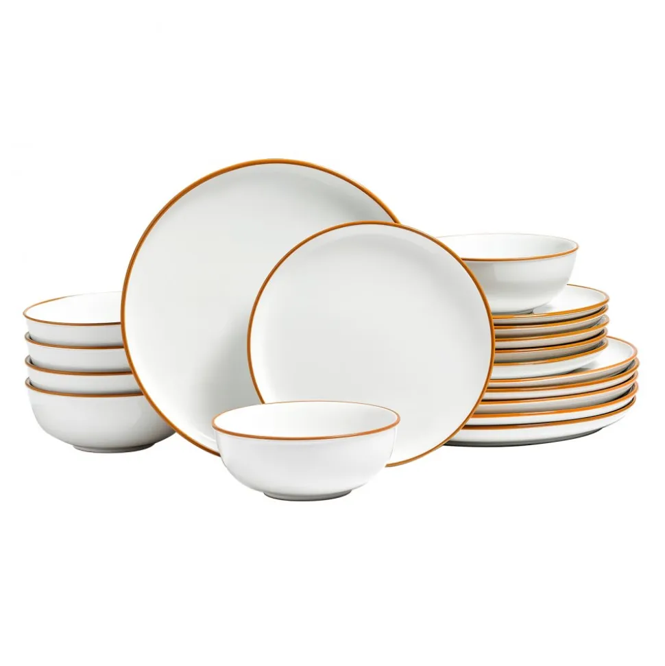 VEVOR Dinnerware Set, Service for 6 (18 PCS), Round Plates and Bowls Sets, Scratch Resistant Ceramic Dinner Ware, Dishwasher and Microwave Suitable Kitchen Dish, for Dessert Salad Soup Pasta, White