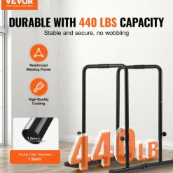 VEVOR Dip Bars, 440 lbs Capacity, Heave Duty Dip Stand Station with Adjustable Height, Fitness Workout Dip Bar Station Stabilizer Parallette Push Up Stand, Parallel Bars for Strength Training Home Gym