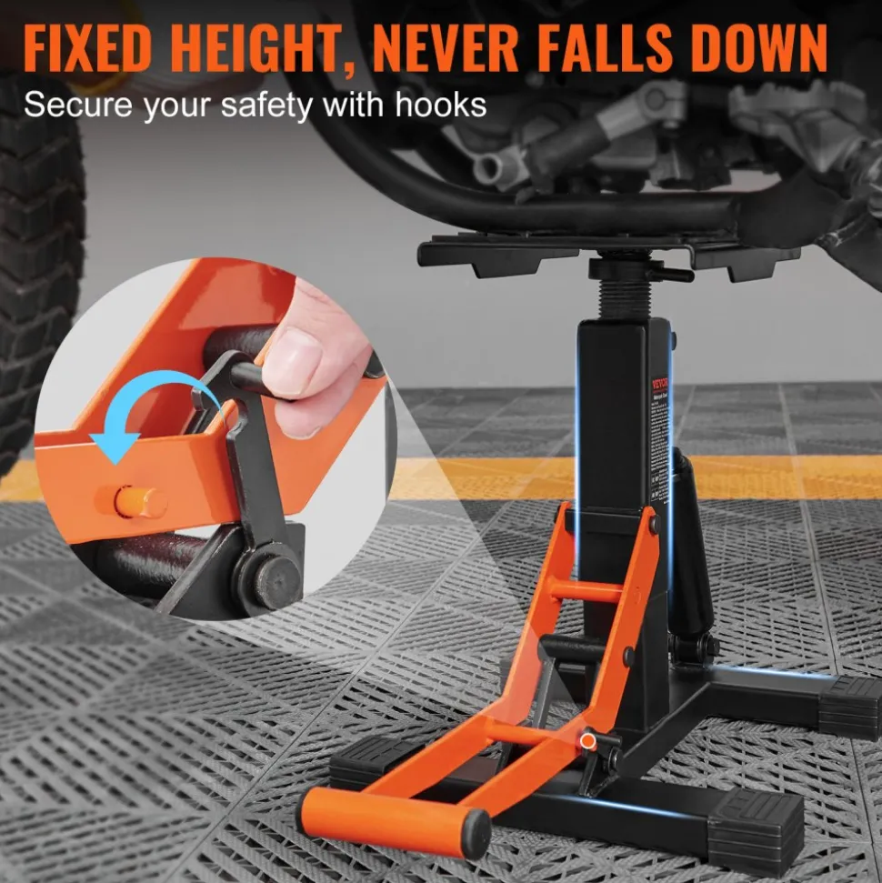 VEVOR Dirt Bike Lift Stand, Motorcycle Jack Lift Stand 440 lbs Capacity and Hydraulic Lift Operation, Adjustable Height Hoist Table, for Dirt Pit Bike Repair, Maintenance, Dirt Bike Accessories