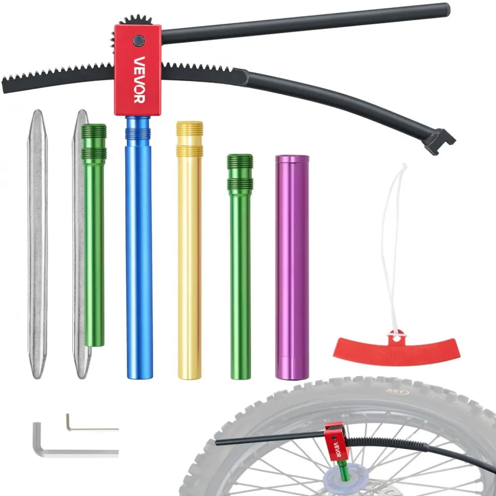 VEVOR Dirt Bike Tire Changing Tool Kit, Fits for Motocross Enduro 16"-21" Wheels, Includes 15-25 mm Axle Adapters, Dirt Bike Tire Changing Tools Compact Changer with 2 Irons and Protective Sleeve