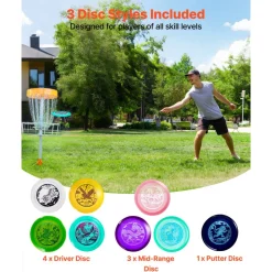 VEVOR Disc Golf Set, 8 Pack Disc Golf Starter Set, Beginners Flying Discs for Full-Body Strength Training, with Putter, Mid-Range, Driver, for Outdoor Backyard, Lawn, Beach, and Park