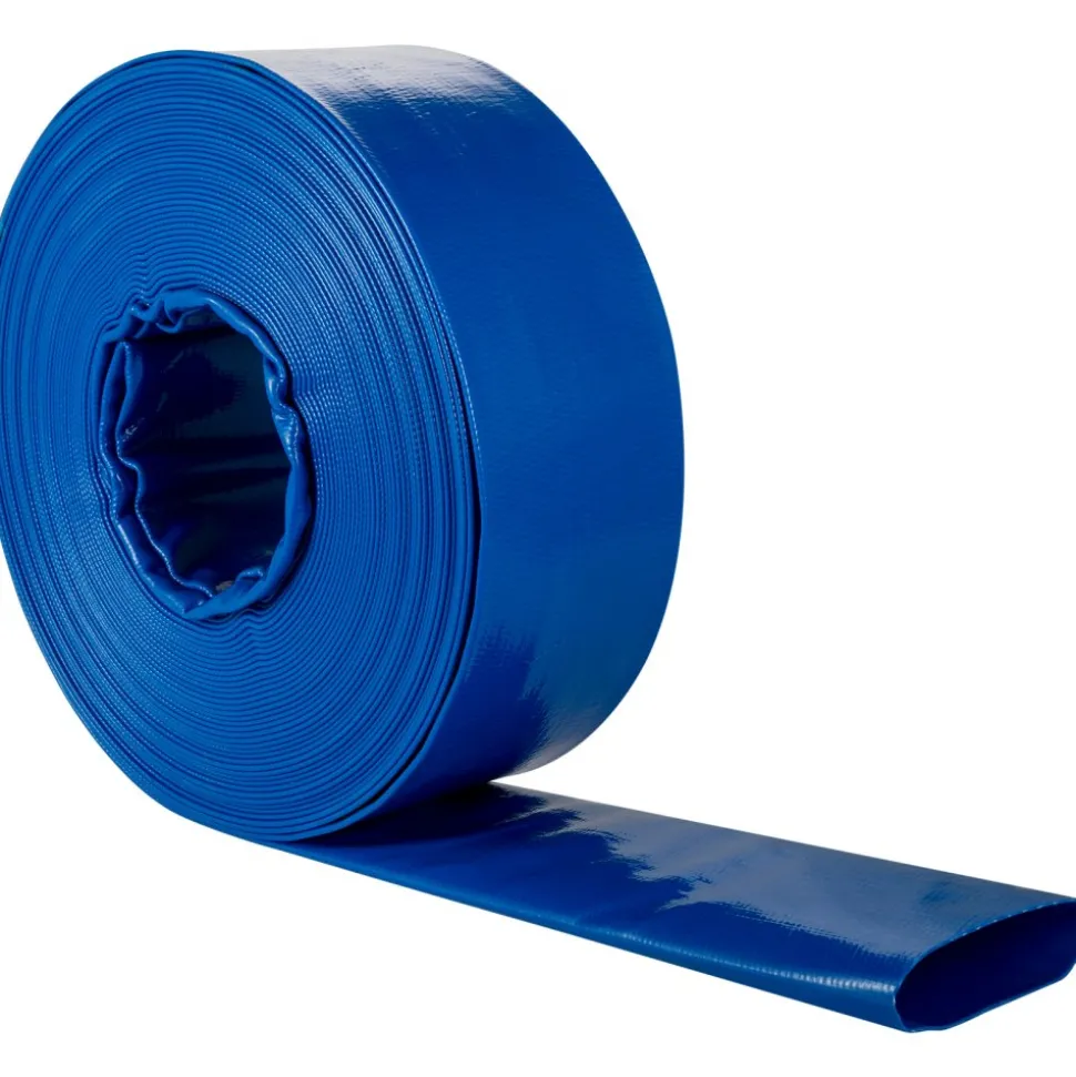 VEVOR Discharge Hose, 4" x 105', PVC Lay Flat Hose, Heavy Duty Backwash Drain Hose with Clamps, Weather-proof & Burst-proof, Ideal for Swimming Pool & Water Transfer, Blue