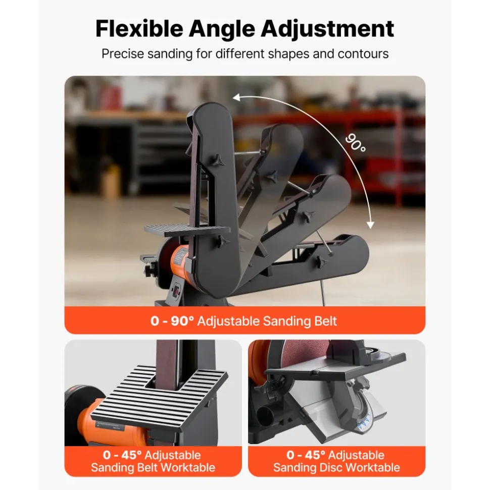 VEVOR 6" Disc Sander & 2" x 42" Belt Sander, 420W Professional Bench Belt Disc Sanders Combo with Multiple Angle Adjustments for DIY Woodworking, Furniture Refinishing, Knife Sharpening