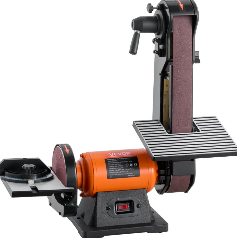 VEVOR 6" Disc Sander & 2" x 42" Belt Sander, 420W Professional Bench Belt Disc Sanders Combo with Multiple Angle Adjustments for DIY Woodworking, Furniture Refinishing, Knife Sharpening