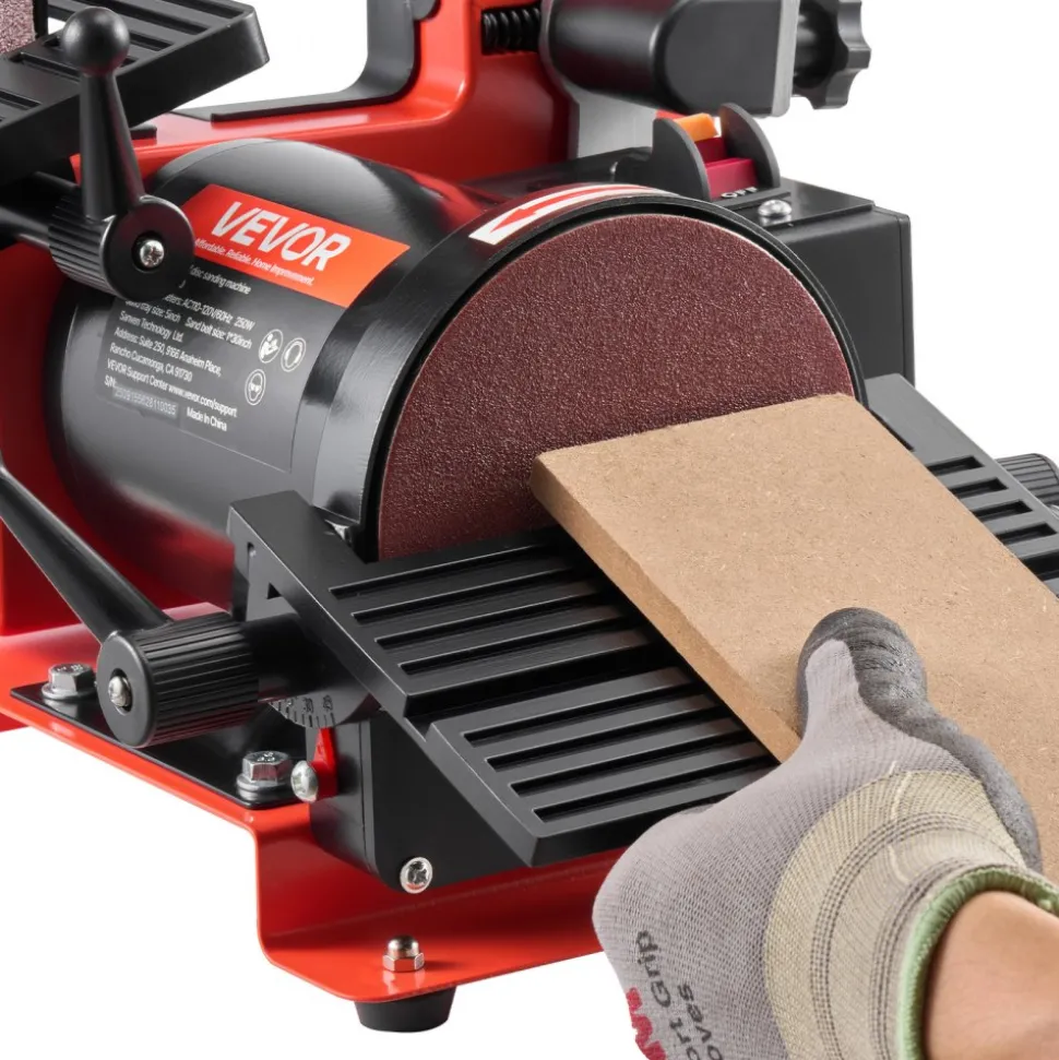 VEVOR 5" Disc Sander & 1" x 30" Belt Sander, 250W Benchtop Belt Disc Sanders Combo with 0 - 45° Adjustable Worktable & Dust Collection Ports for Woodworking, Furniture Refinishing, DIY Crafting