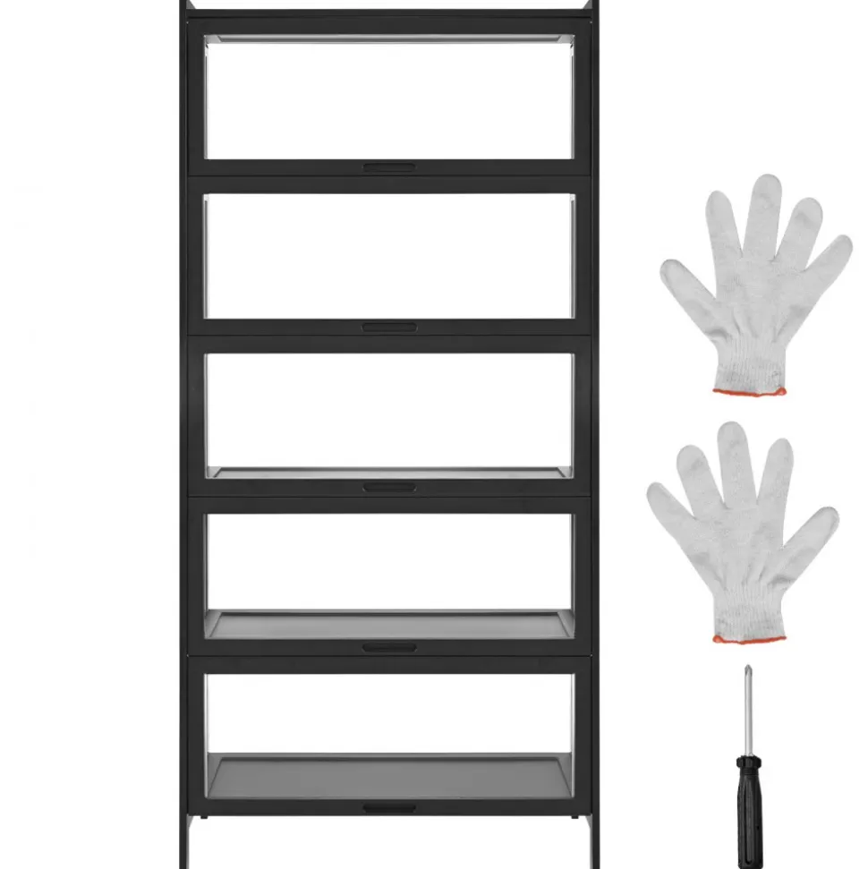 VEVOR Display Cabinet with Acrylic Doors, 68 in Tall 5-Tier Curio Cabinet, Natural Wooden Fame, Collectibles Toy Organizers Rack & Display Case, Bookshelf for Home, Office, Playroom, Living Room