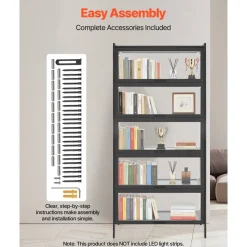 VEVOR Display Cabinet with Acrylic Doors, 68 in Tall 5-Tier Curio Cabinet, Natural Wooden Fame, Collectibles Toy Organizers Rack & Display Case, Bookshelf for Home, Office, Playroom, Living Room