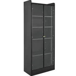 VEVOR Display Cabinet with Doors, 67 in Tall Lighted Display Case with 2 Adjustable Shelves, 5-Tier Curio Collectibles Storage Cabinet, Bookshelf Bookcase for Pantry Bedroom Living Room Office