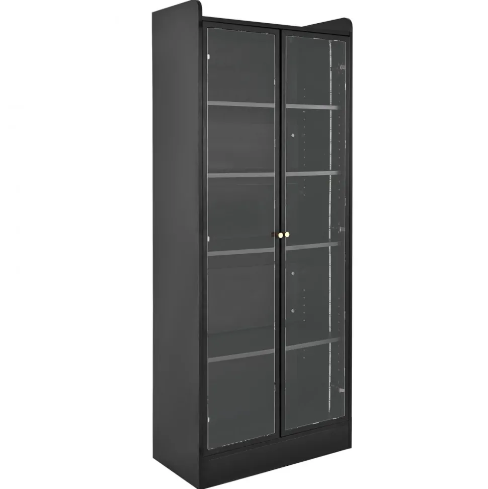 VEVOR Display Cabinet with Doors, 67 in Tall Lighted Display Case with 2 Adjustable Shelves, 5-Tier Curio Collectibles Storage Cabinet, Bookshelf Bookcase for Pantry Bedroom Living Room Office