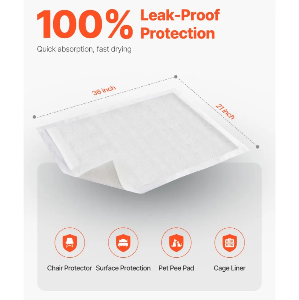VEVOR Disposable Underpads, 21" x 36" Incontinence Bed Pads, Super Absorbent Chux Pads with 5-Layer Protection for Bed Sofa and Mattress, Protective Bedwetting Pad for Pet Adult Kid Elderly (48-Pack)