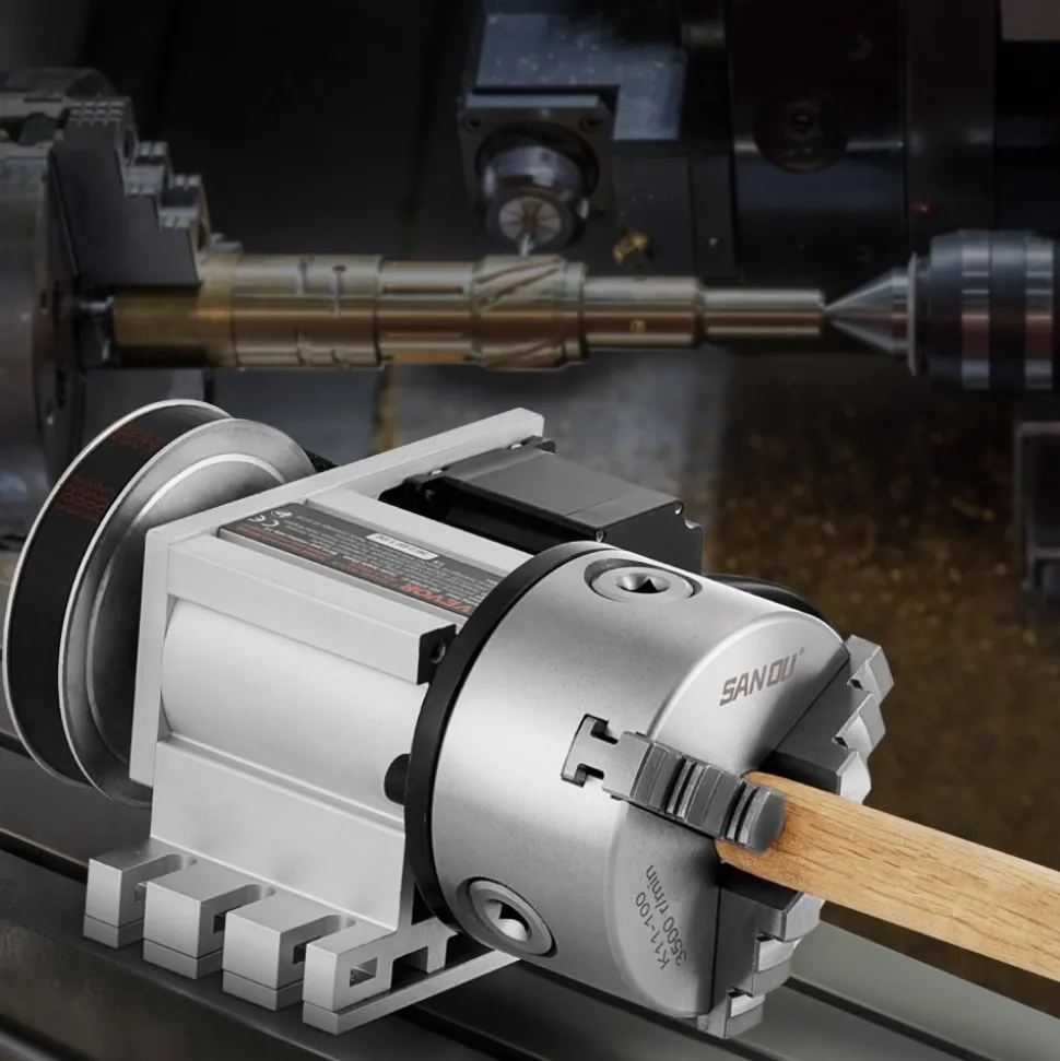 VEVOR Dividing Head, K11-100mm 3-Jaw Chuck, CNC Router Milling Machine Rotational Axis 4th Axis A Axis Indexing Head, 2.6"/65 mm Center Height MT2 Tailstock 6:1 Gear Ratio, Universal for Engraving