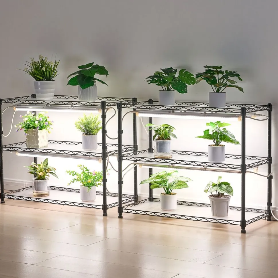 VEVOR DIY Plant Shelf with Grow Lights, 71 in Tall Indoor Plant Stand with Wheels, 192W 5000K Full Spectrum Grow Lights, Heavy Duty Metal Plants Display Rack, Flower Pot Holder for Seed Starting