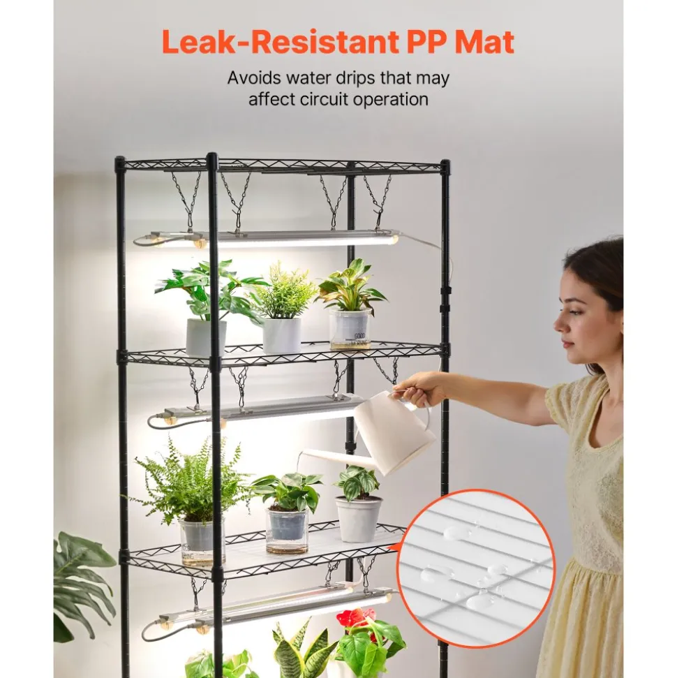 VEVOR DIY Plant Shelf with Grow Lights, 71 in Tall Indoor Plant Stand with Wheels, 192W 5000K Full Spectrum Grow Lights, Heavy Duty Metal Plants Display Rack, Flower Pot Holder for Seed Starting