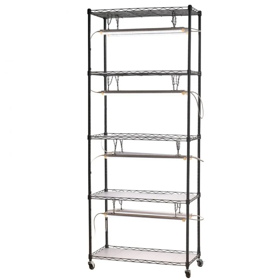 VEVOR DIY Plant Shelf with Grow Lights, 71 in Tall Indoor Plant Stand with Wheels, 192W 5000K Full Spectrum Grow Lights, Heavy Duty Metal Plants Display Rack, Flower Pot Holder for Seed Starting