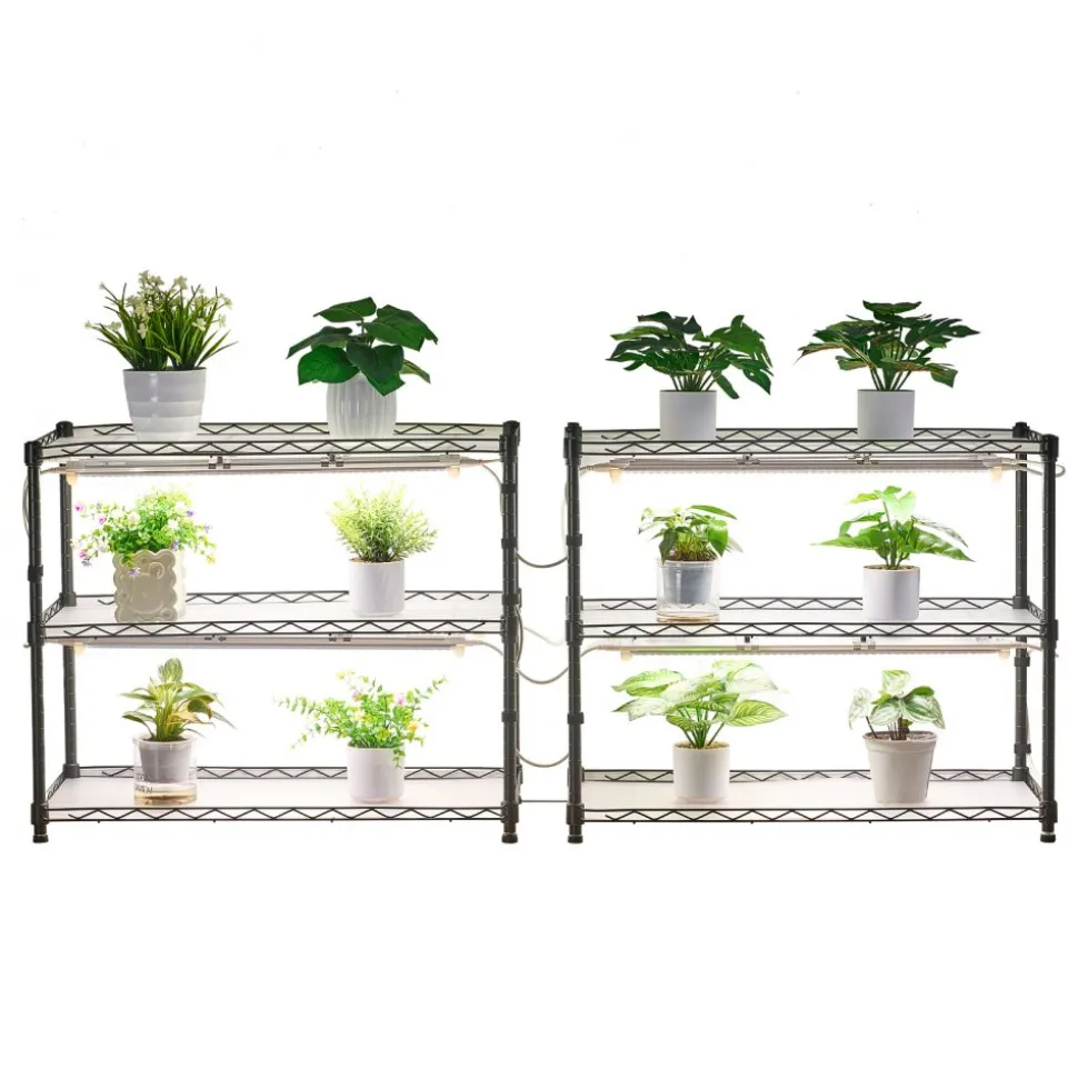 VEVOR DIY Plant Shelf with Grow Lights, 71 in Tall Indoor Plant Stand with Wheels, 192W 5000K Full Spectrum Grow Lights, Heavy Duty Metal Plants Display Rack, Flower Pot Holder for Seed Starting