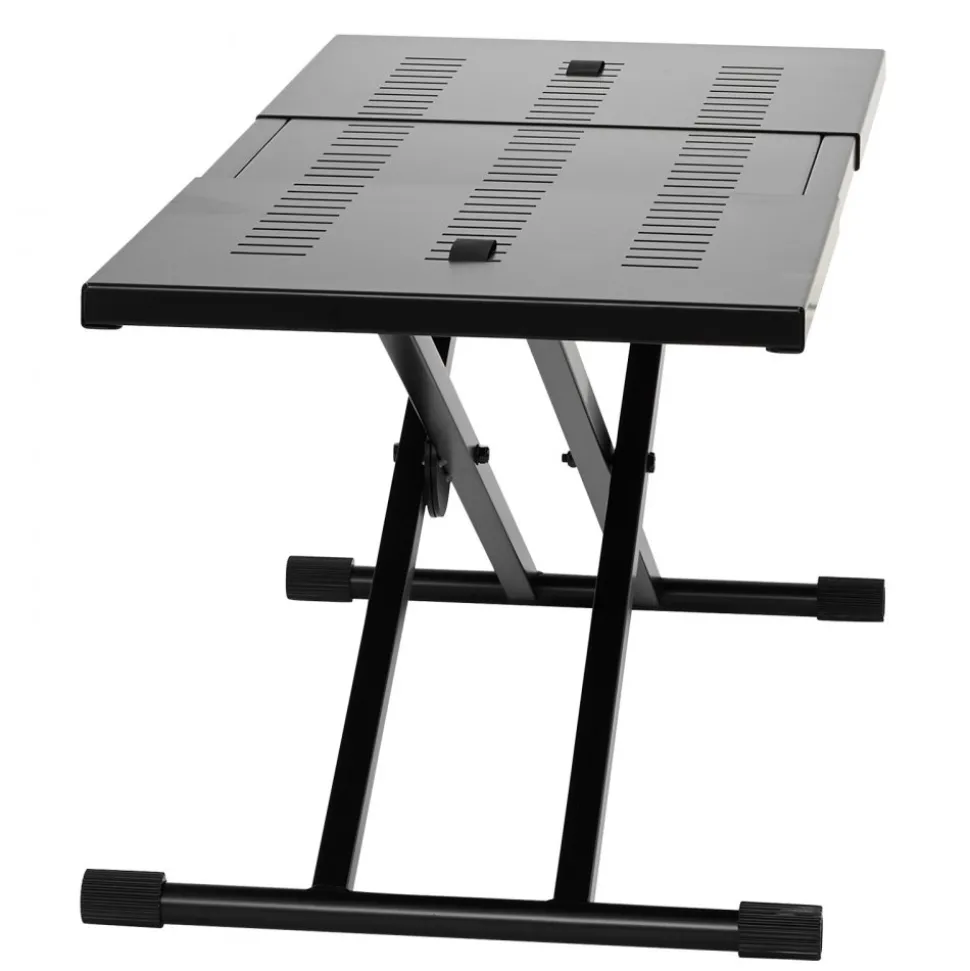 VEVOR DJ Table Stand, (32"-43") x 18" Portable DJ Laptop and Controller Stand, Lightweight DJ Desk DJ Booth Adjustable Height DJ Stand, Foldable Double-X Keyboard Stand & Tabletop, Audio Mixer Stand