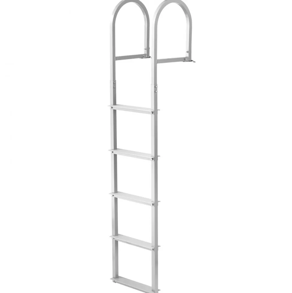 VEVOR Dock Ladder, Removable 5 Steps, 500 lbs Load Capacity, Aluminum Alloy Pontoon Boat Ladder with 3.1'' Wide Step & Nonslip Rubber Mat, Easy to Install for Ship/Lake/Pool/Marine Boarding