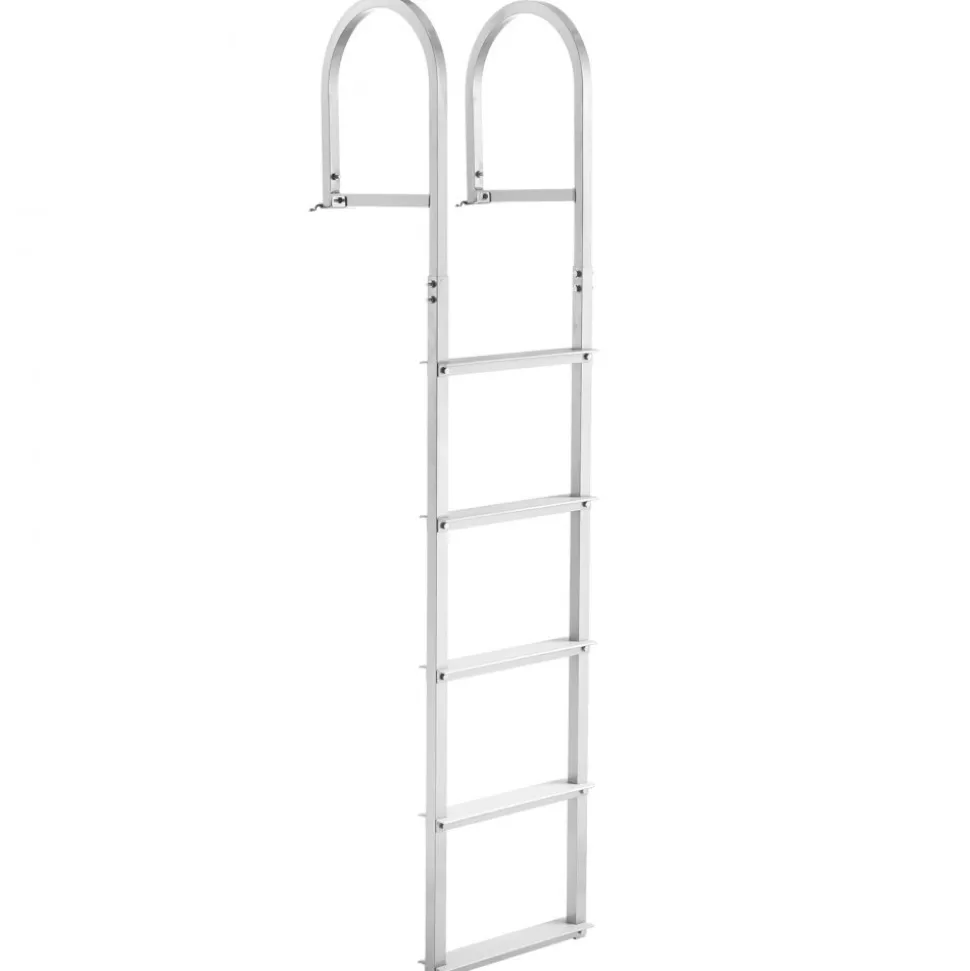 VEVOR Dock Ladder, Removable 5 Steps, 500 lbs Load Capacity, Aluminum Alloy Pontoon Boat Ladder with 3.1'' Wide Step & Nonslip Rubber Mat, Easy to Install for Ship/Lake/Pool/Marine Boarding